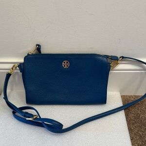 Tory Burch Royal Blue pebbled leather Crossbody Bag